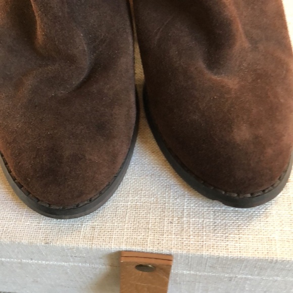 Kelsi Dagger tall genuine suede espresso brown boot wood heel inside zip 7.5 - Picture 2 of 10